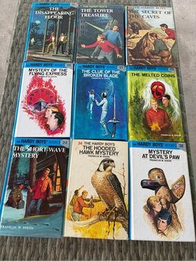 NINE The Hardy Boys Vintage Hardcover Lot  GUC